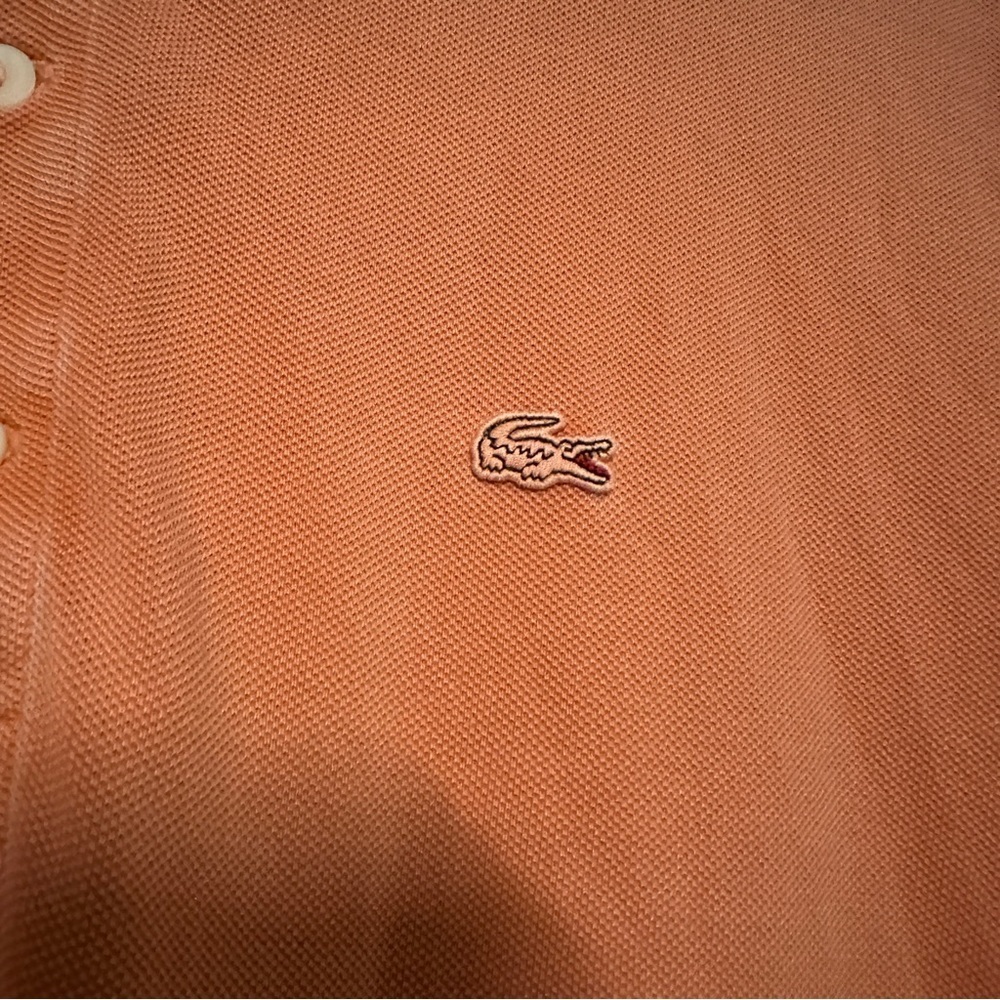 Lacoste Short Sleeve Polo Shirt Mens Size 5 Orange 100% Cotton Casual - Picture 6 of 8